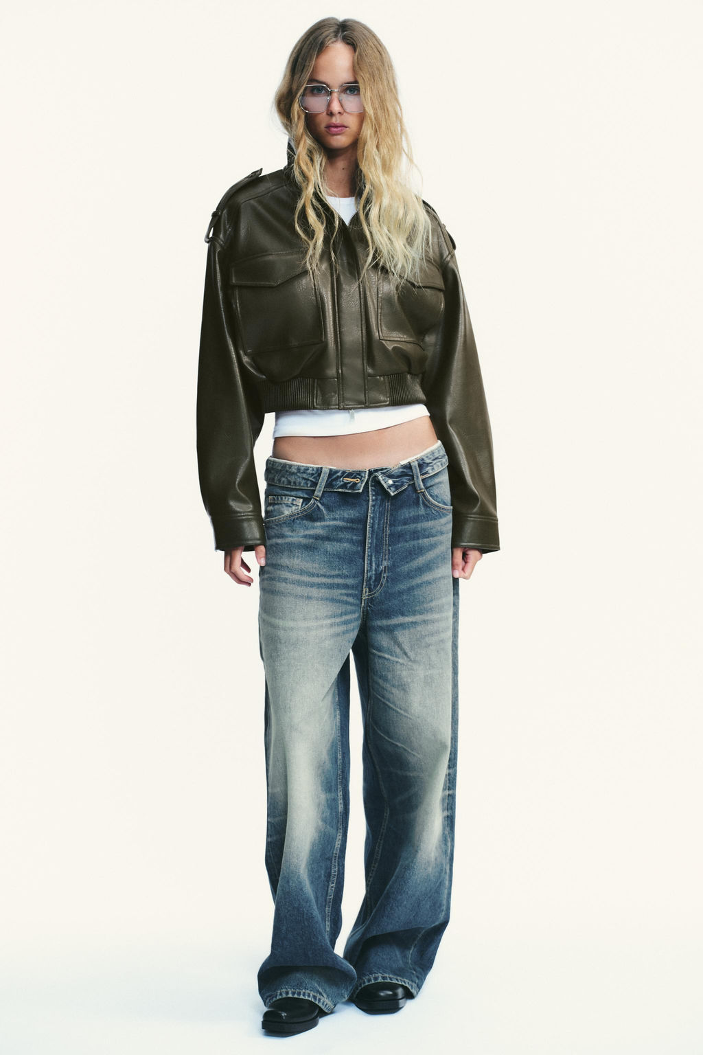 FAUX LEATHER CROP JACKET