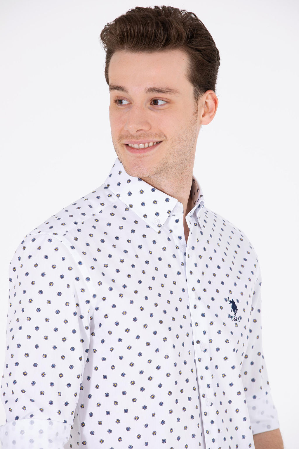 Мужская белая рубашка с длинным рукавом - U.s. polo assn фото 2