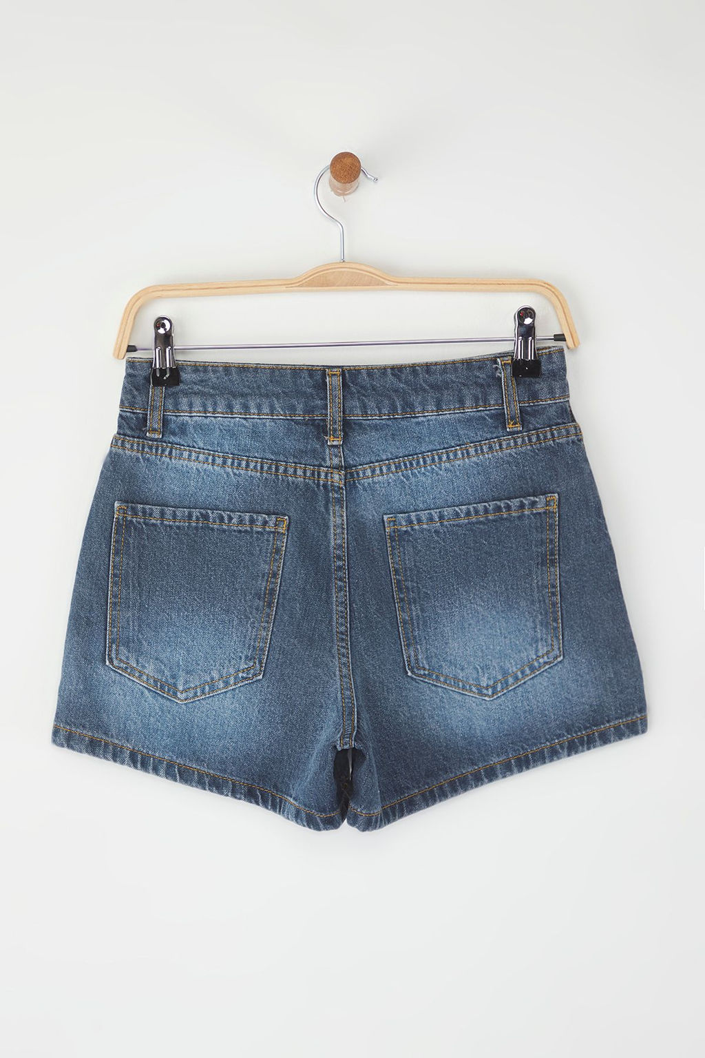 TRENDYOLMILLA Mavi Yuksek Bel City Denim Sort TWOSS25SR00154  фото 7