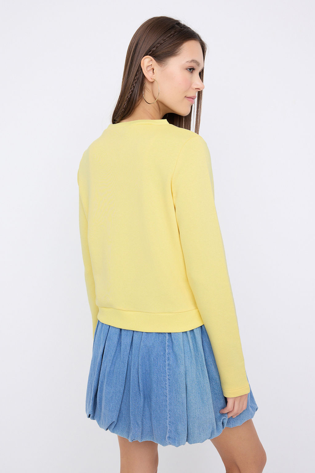 Teen Ac?k Sar? Dugmeli Regular/Normal Kal?p Orme Sweatshirt TWOAW26SW00162