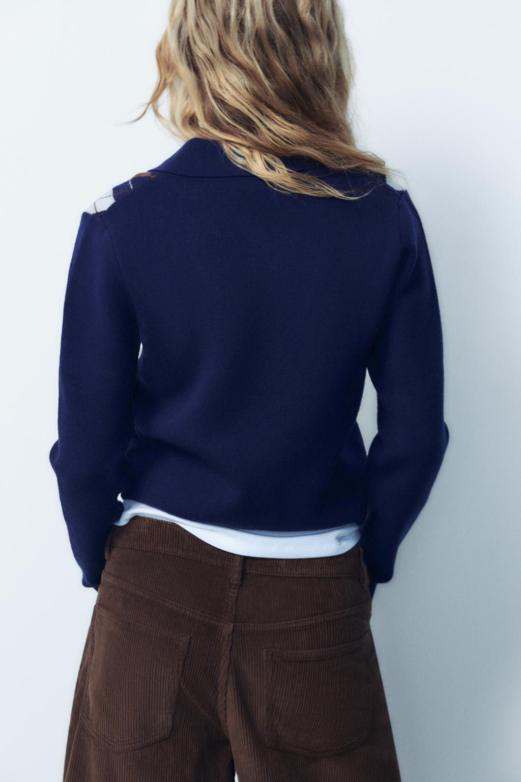 ARGYLE JACQUARD POLO SWEATER - Zara фото 5