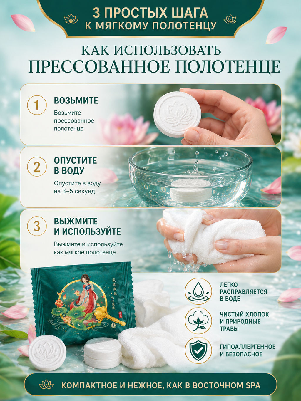 1шт !!! Прессованное не тканное  полотенце - Ahood фото 11