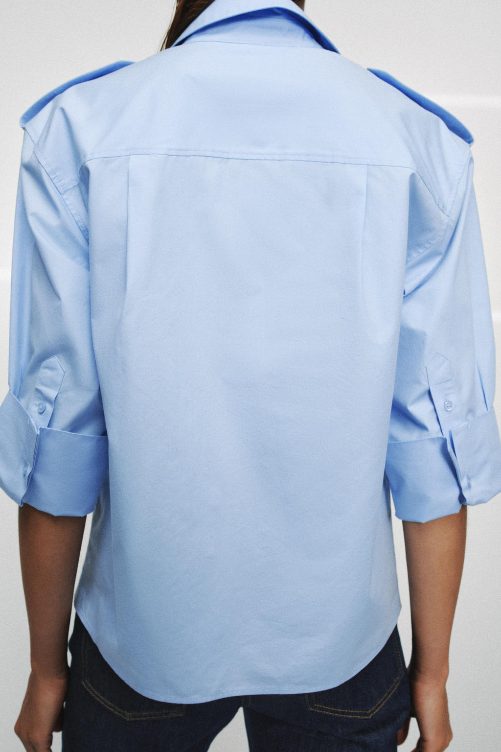 CAMISA POPEL?N BOLSILLOS ZW COLLECTION / Azul claro - Zara фото 2