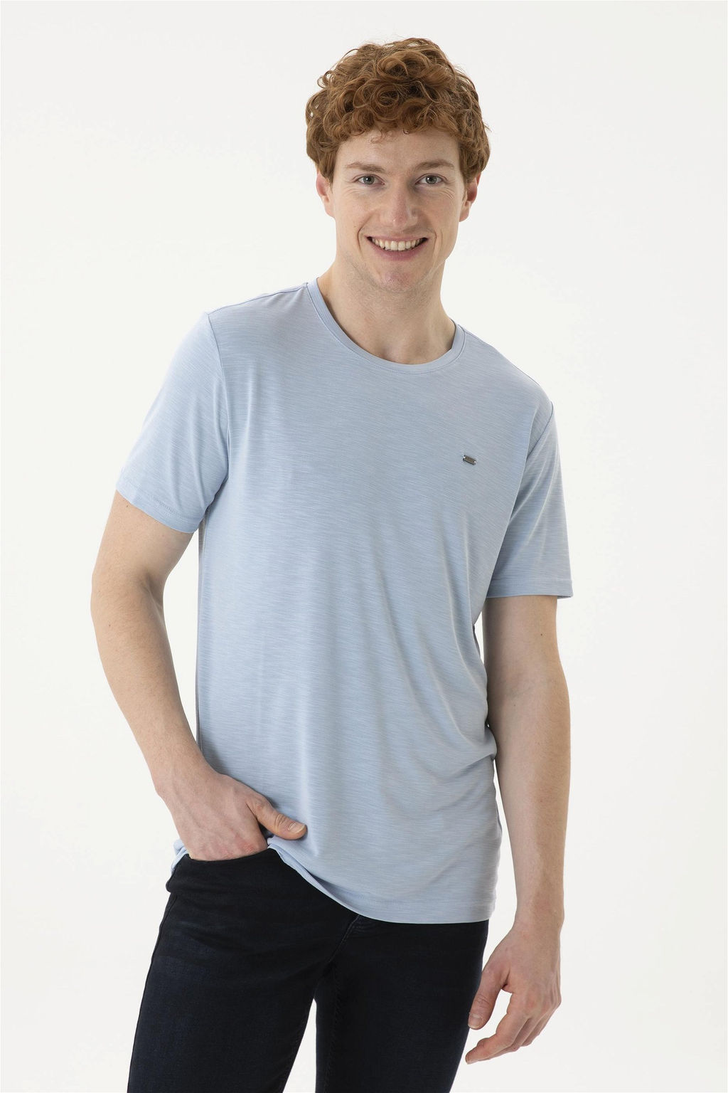 Мужская голубая базовая футболка - U.s. polo assn фото 3