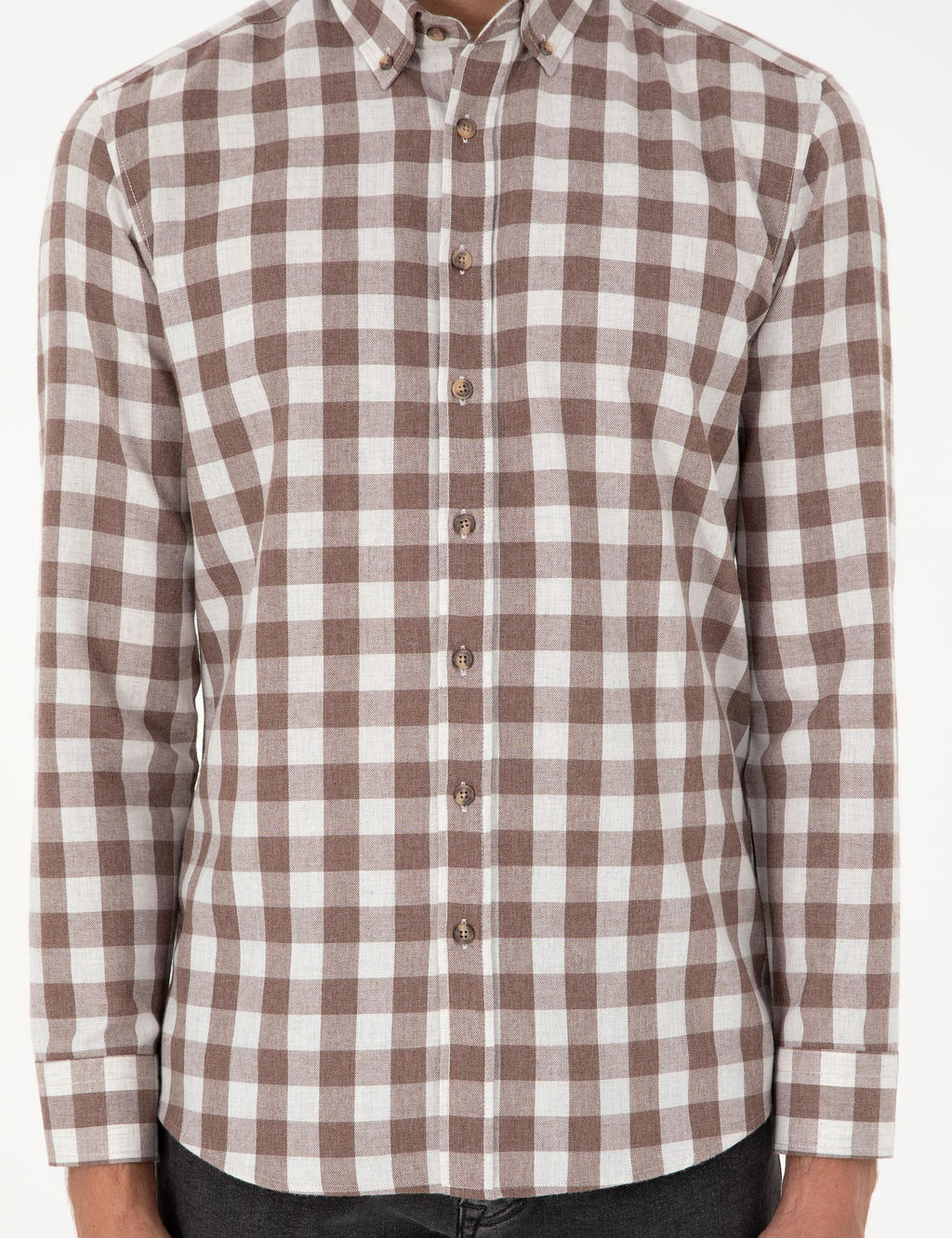 Kahverengi Kareli Regular Fit Uzun Kollu G_mlek - Pierre cardin фото 6