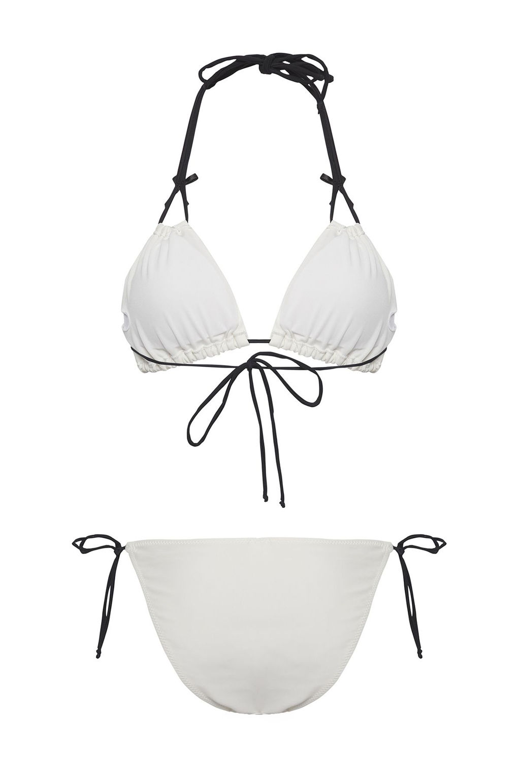 TRENDYOLMILLA Ekru Ucgen Kontrast Renk Fiyonk Detayl? Regular Pretty Bikini Tak?m? TBESS25BT00002  фото 6