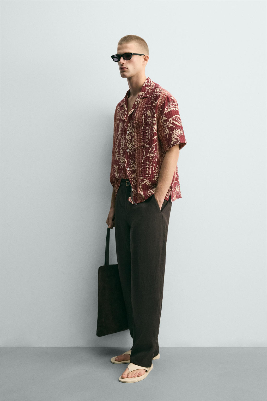 CAMISA JACQUARD RAYAS ESTAMPADO / Rojos - Zara фото 4