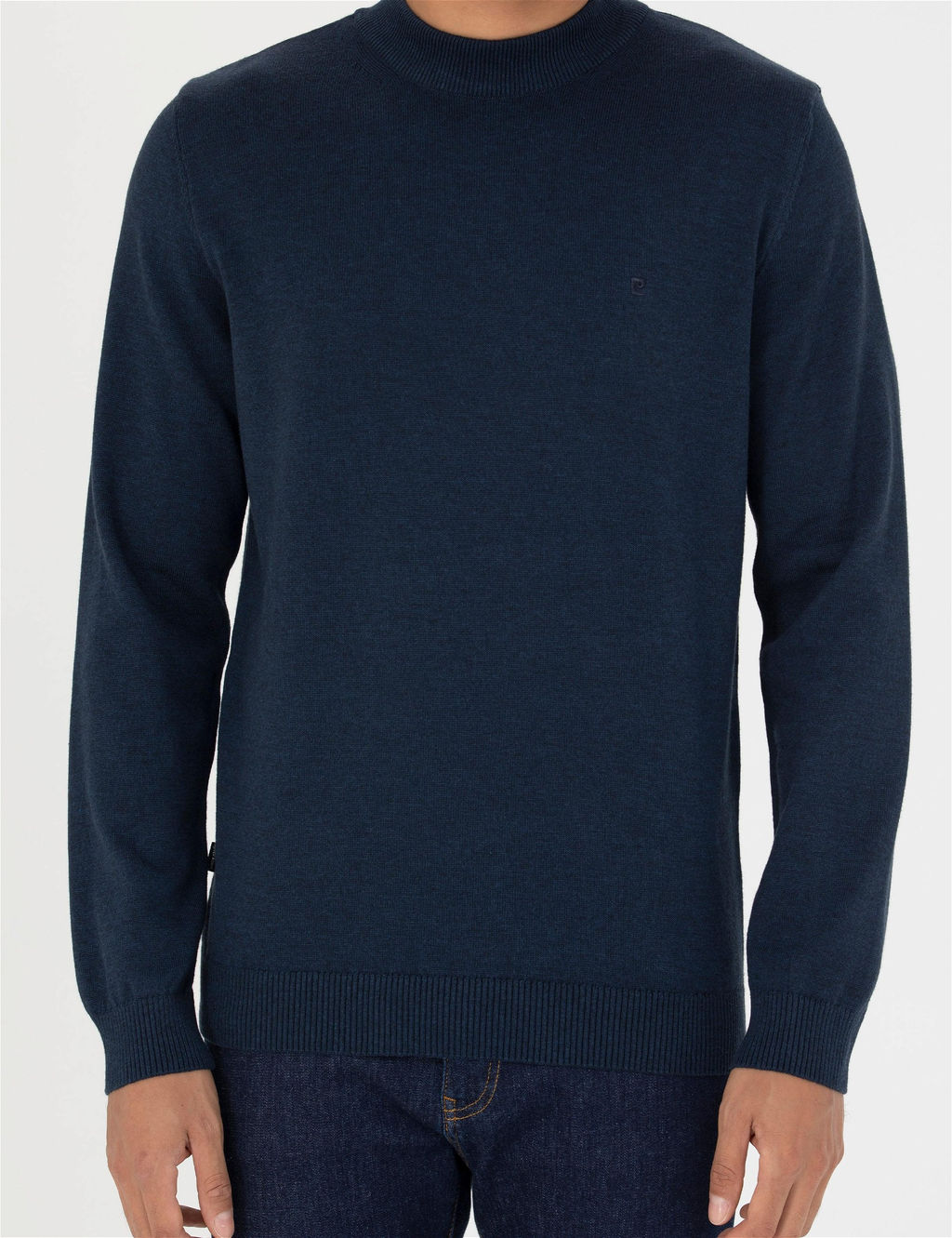 Lacivert Melanj Slim Fit Yar_m Bal_k__ Yaka Basic Triko Kazak - Pierre cardin фото 6