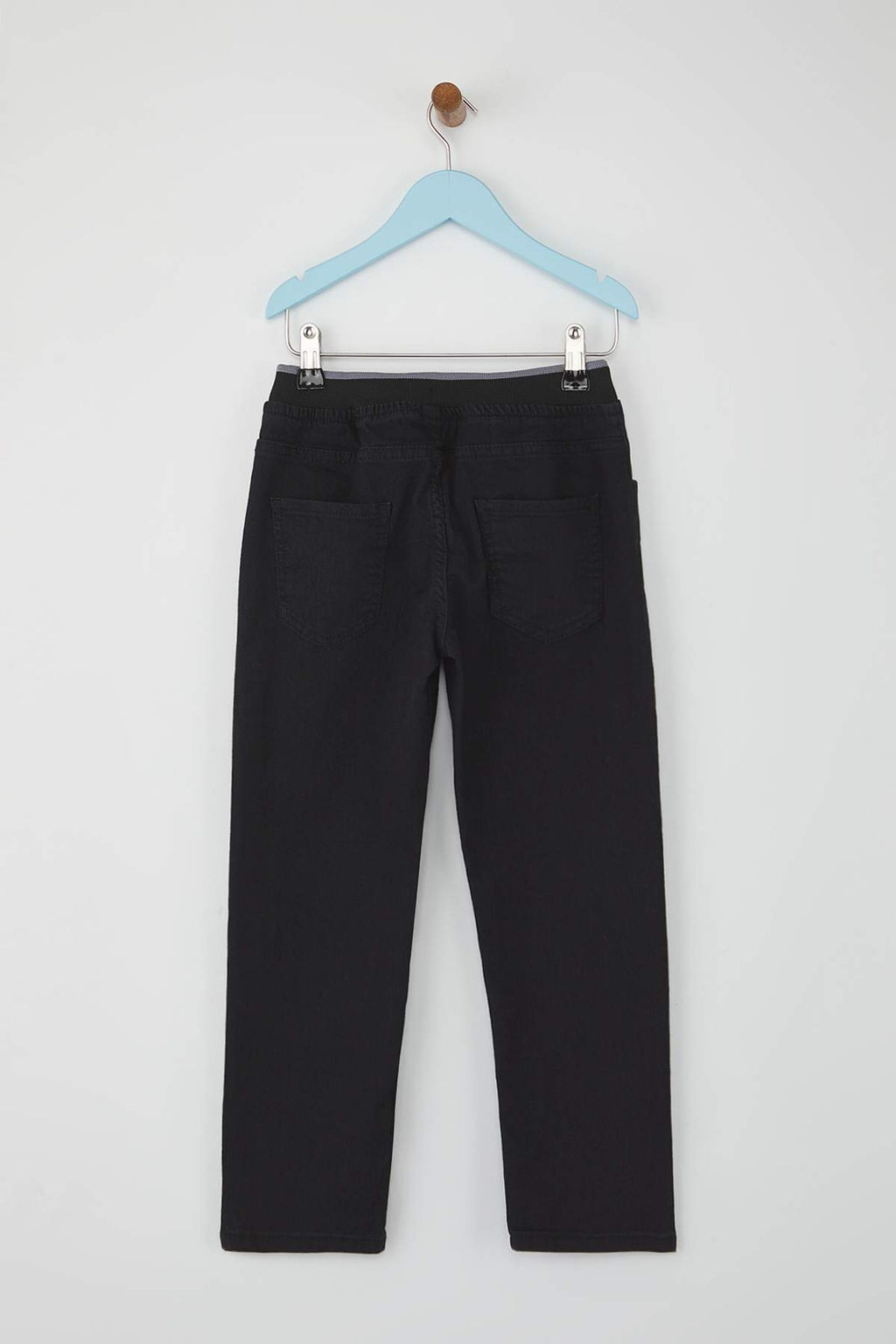 Siyah 100% Pamuk Beli Lastikli Erkek Cocuk Duz Denim Jeans TKDAW26JE00002 - Trendyolmilla фото 4