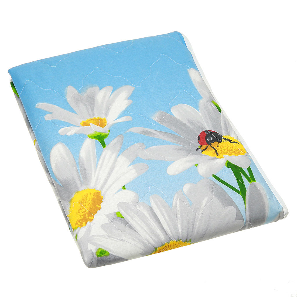 Покрывало стеганое Воздушные ромашки 240х215см, спальное место 160см, бязь набивная Комфорт 121г/м2, хлопок 100%, многоигольная стежка, наполнитель синтепон 70гр, подкладка бязь отбеленная 121г/м2, Домашняя мода (Россия)  фото 2