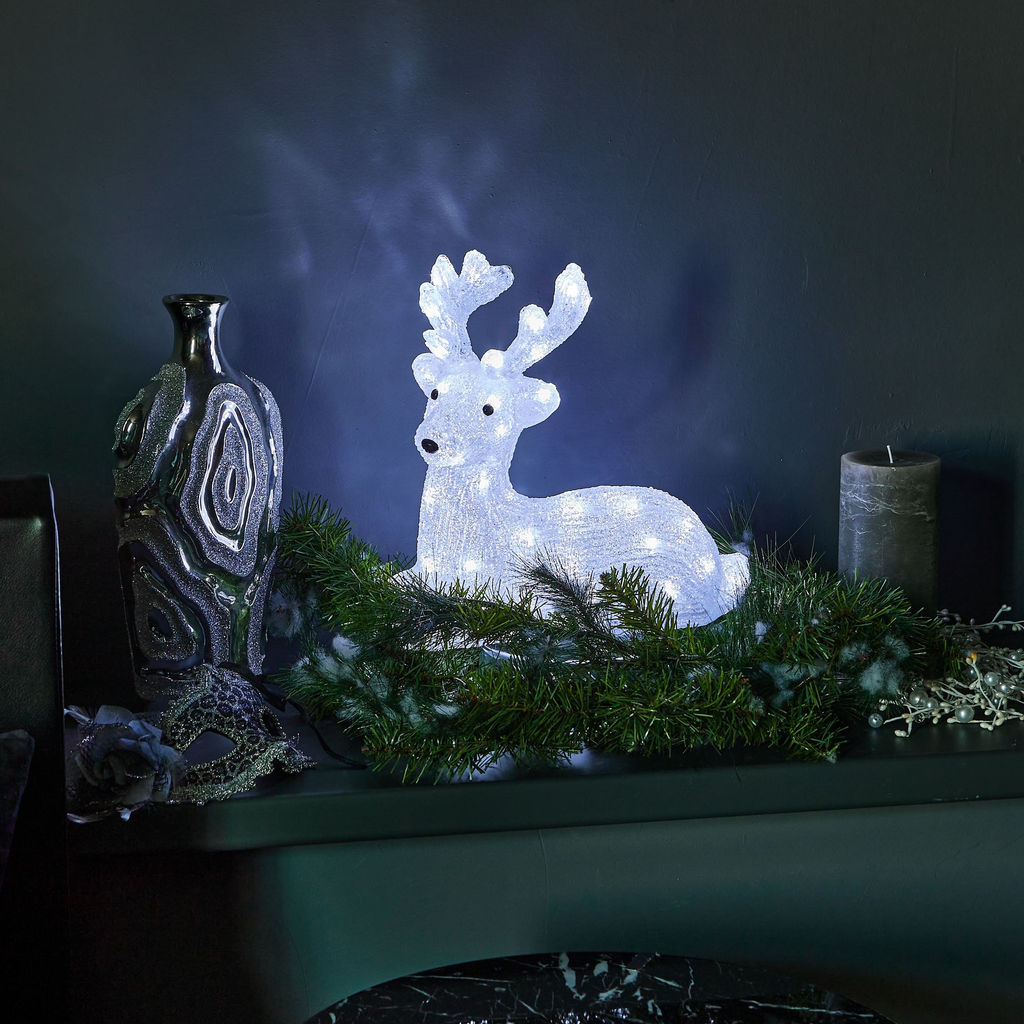 ULD-M3133-050/STA WHITE IP20 LYING FAWN Фигура светодиодная Лежащий оленёнок, 50 светодиодов, 31*15*33 см, цвет-свечения- белый, IP20