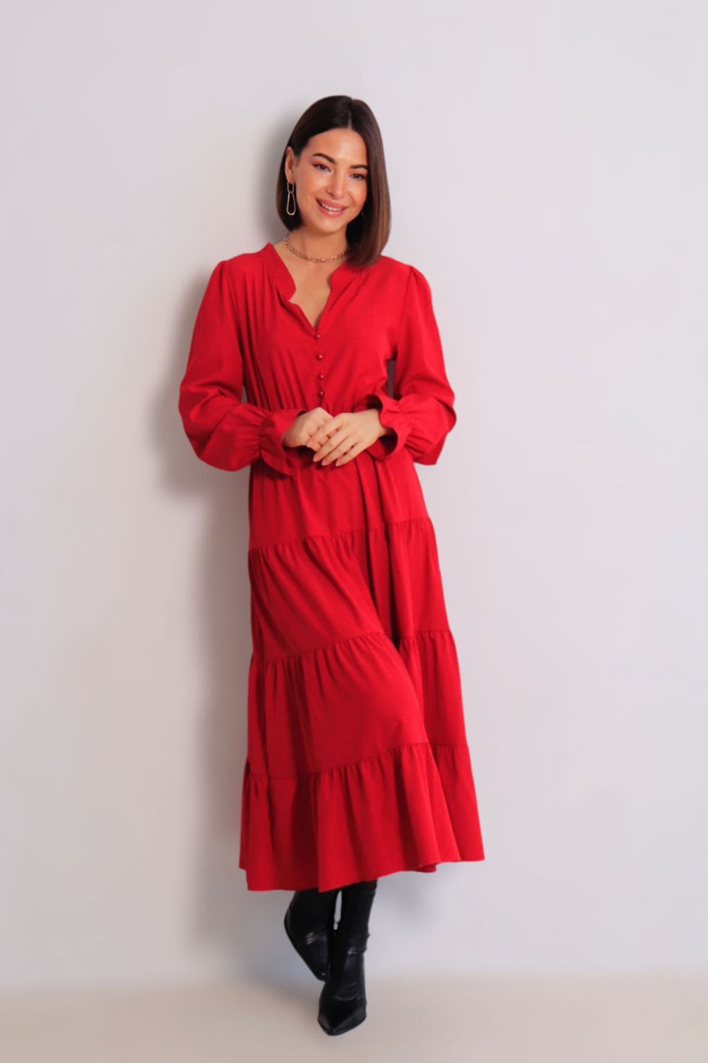 Martichelli Платье ягодное с многоярусной юбкой  фото 15