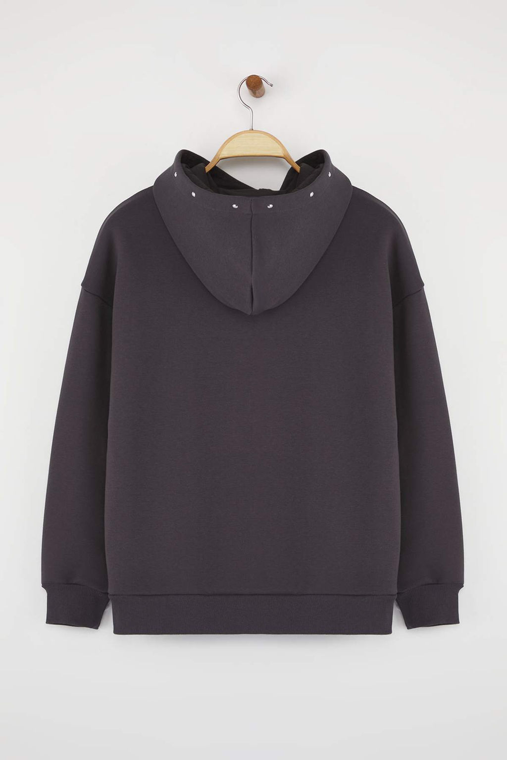 Teen Antrasit Trok Detayl? Kapusonlu Oversize Kal?p Kal?n Ici Polarl? Orme Sweatshirt TWOAW26SW00117 - Trendyolmilla фото 6