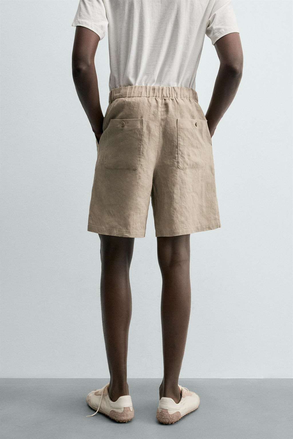 BERMUDA RELAXED FIT 100% LINO / Gris topo