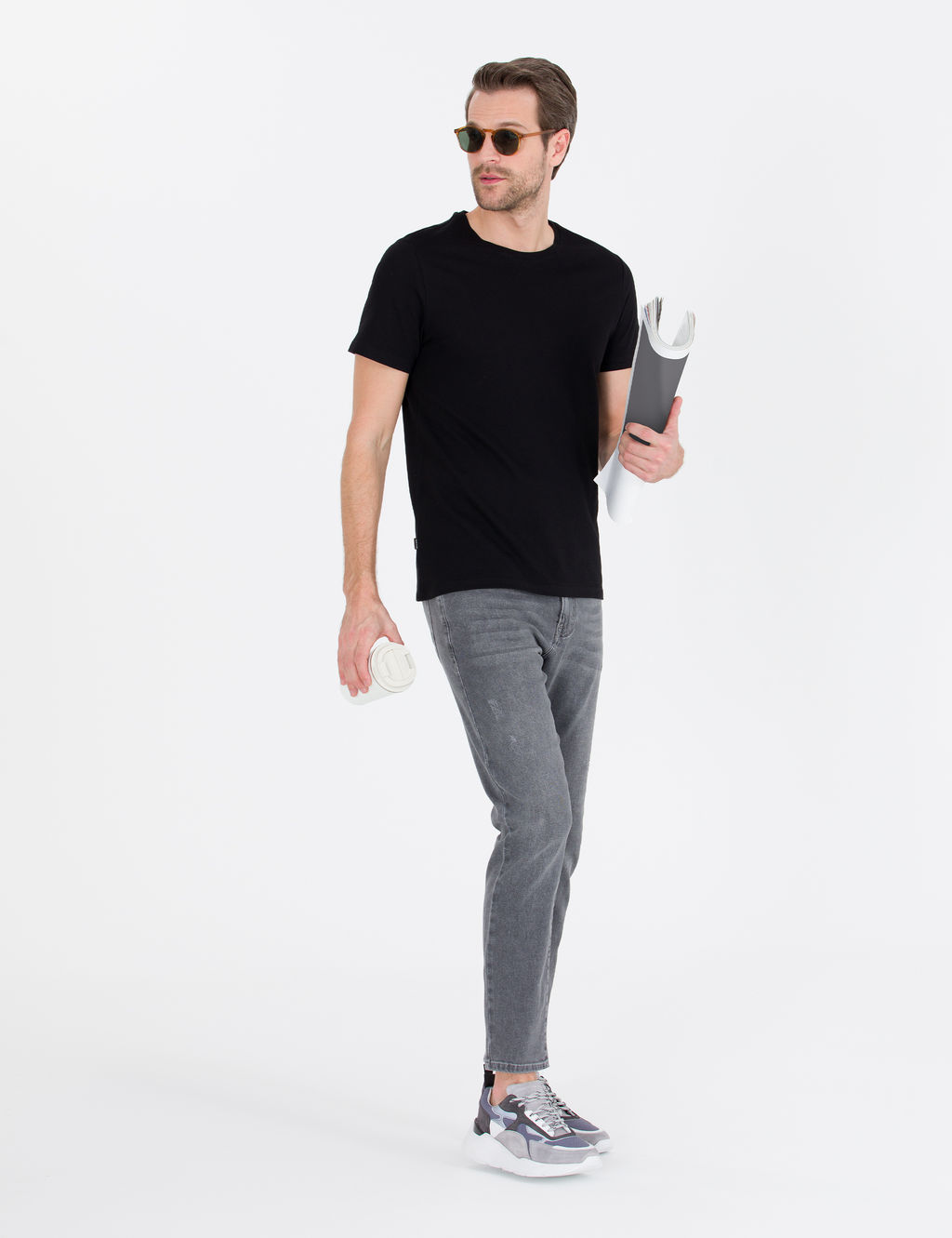 Siyah Slim Fit Basic Ti__rt