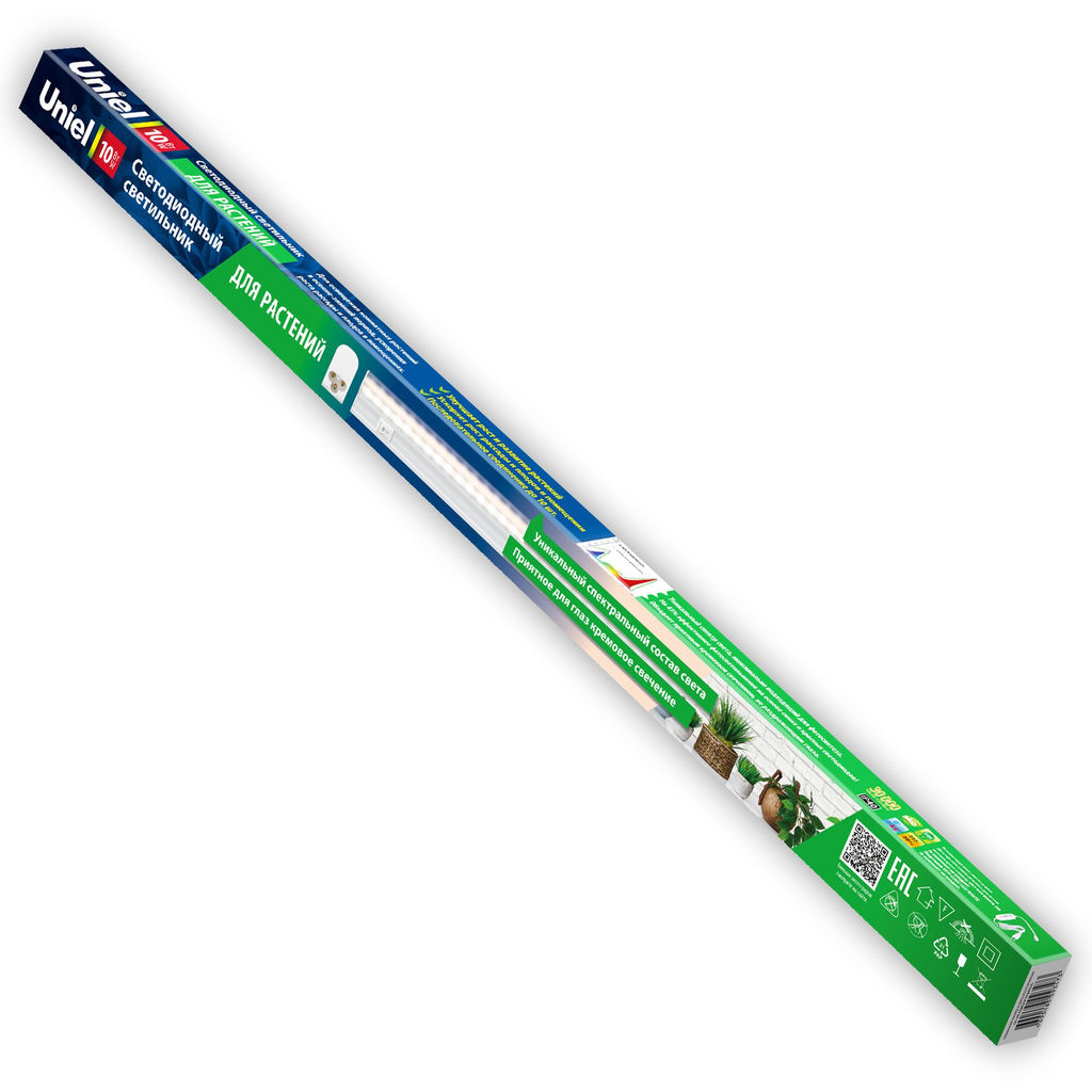 ULI-P10-10W/SPFR IP40 WHITE Светильник для растений светодиодный линейный, 560мм, выкл. на корпусе. Спектр для фотосинтеза. TM Uniel