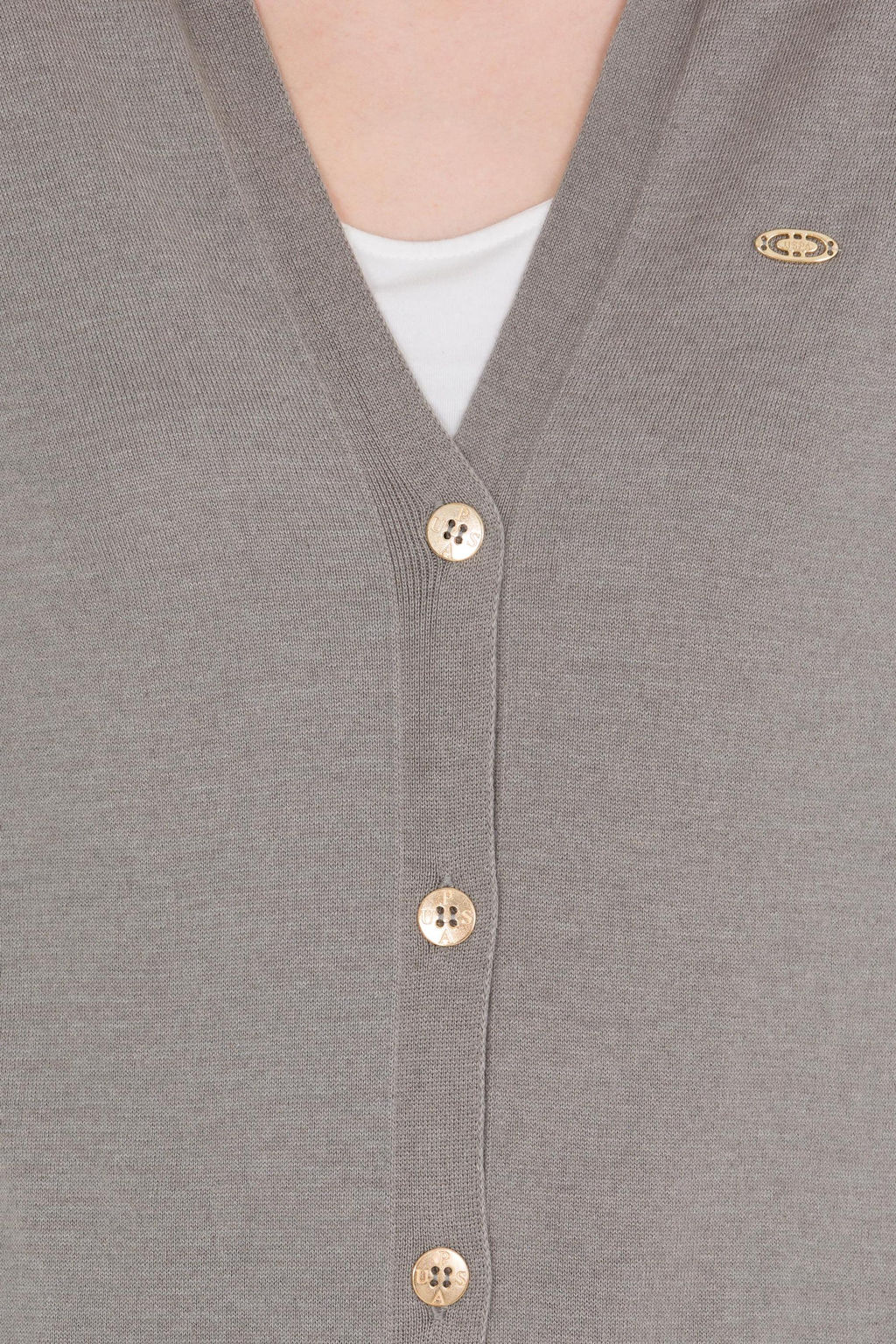 U. S. Polo Assn Женский серый меланжевый базовый трикотажный кардиган - U.s. polo assn фото 12