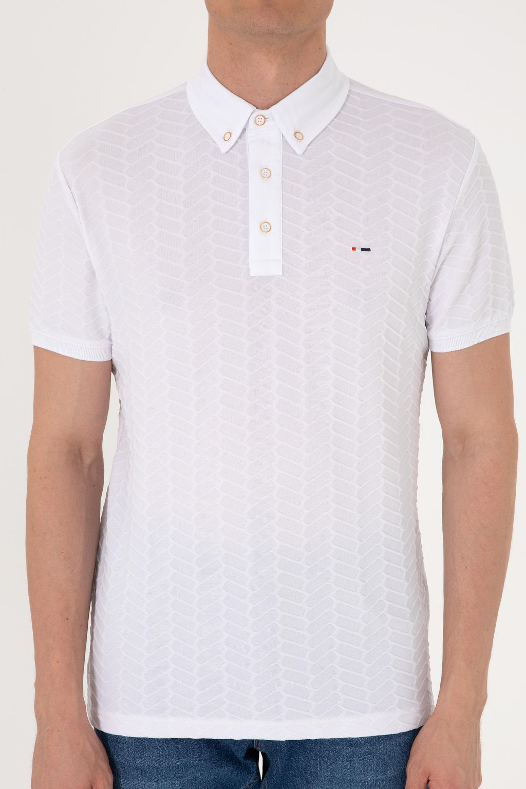 Erkek Slim Fit Polo Yaka Beyaz Dokulu Ti__rt Sepette S_rpriz _ndirim - U.s. polo assn фото 6