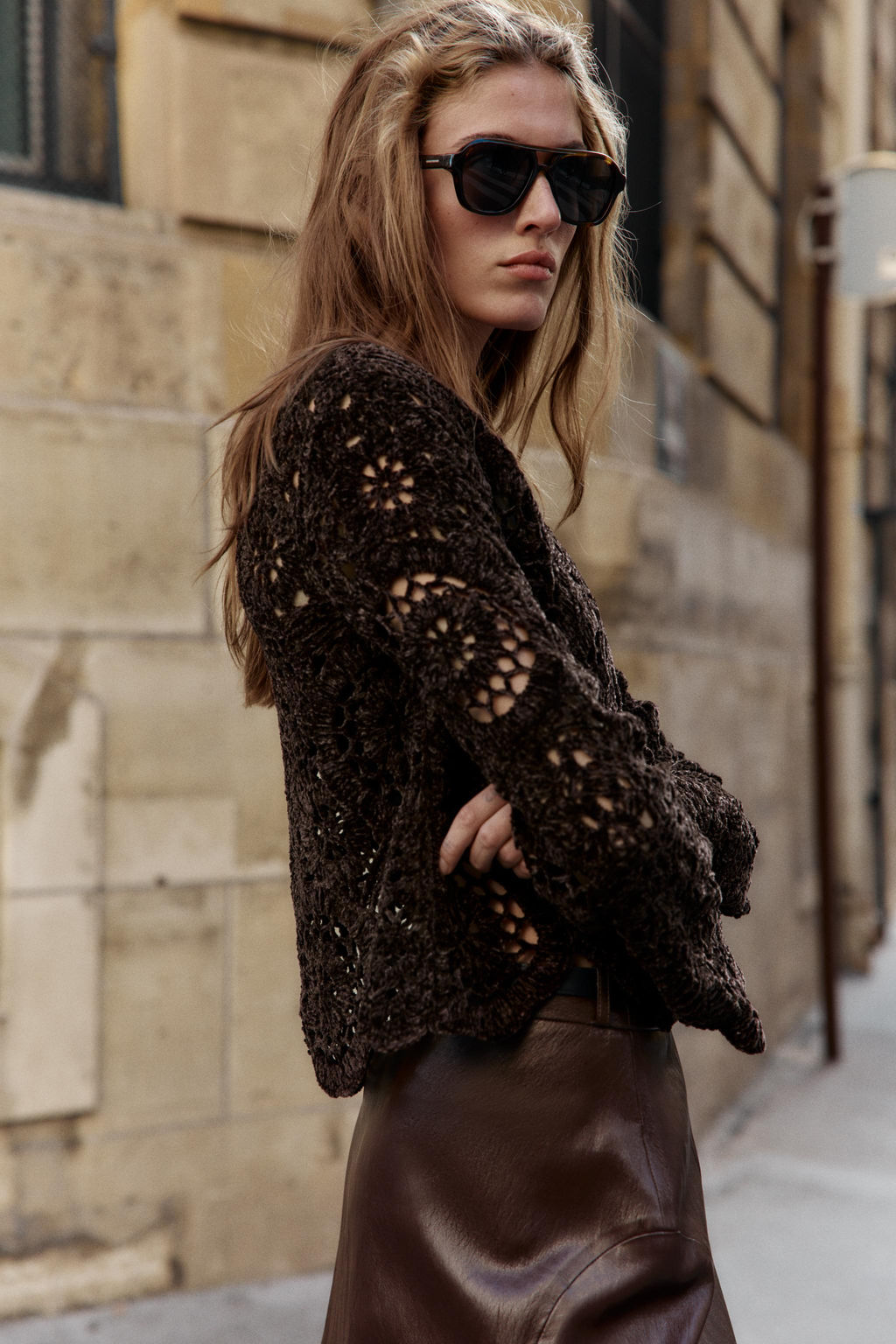 CROCHET LONG SLEEVE TOP - Zara фото 3