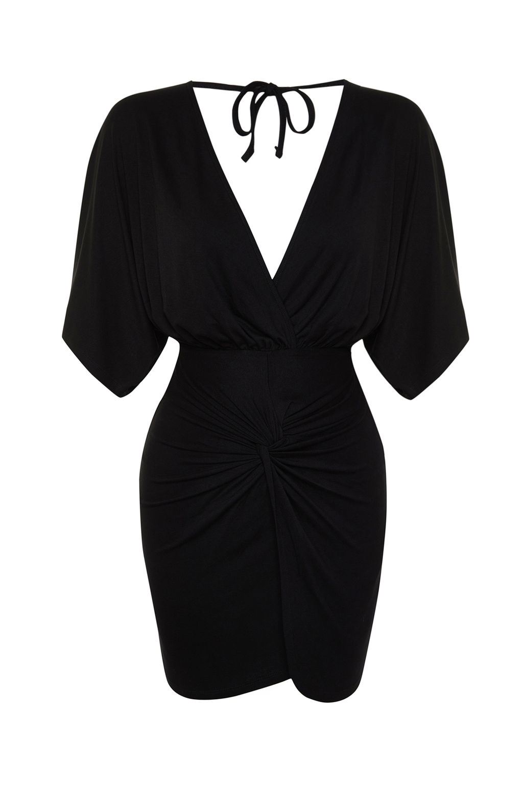 TRENDYOLMILLA Siyah Vucuda Oturan Mini Orme Buzgulu Plaj Elbisesi TBESS24EL00109 фото 8