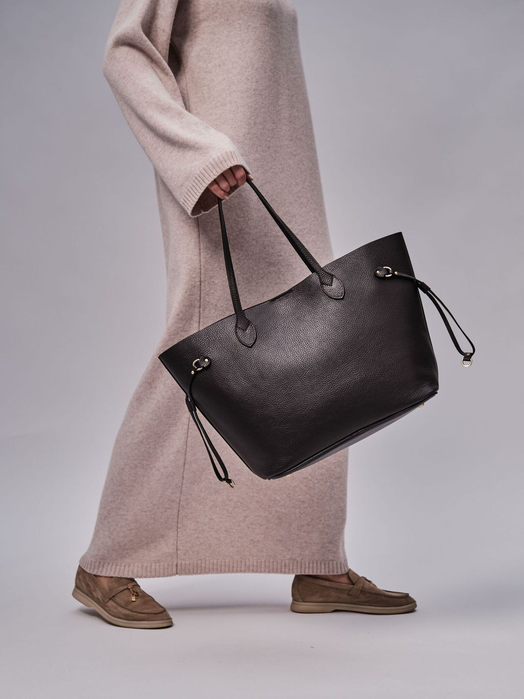 Сумка кожаная шоппер Deboro 30890 темно-коричневая