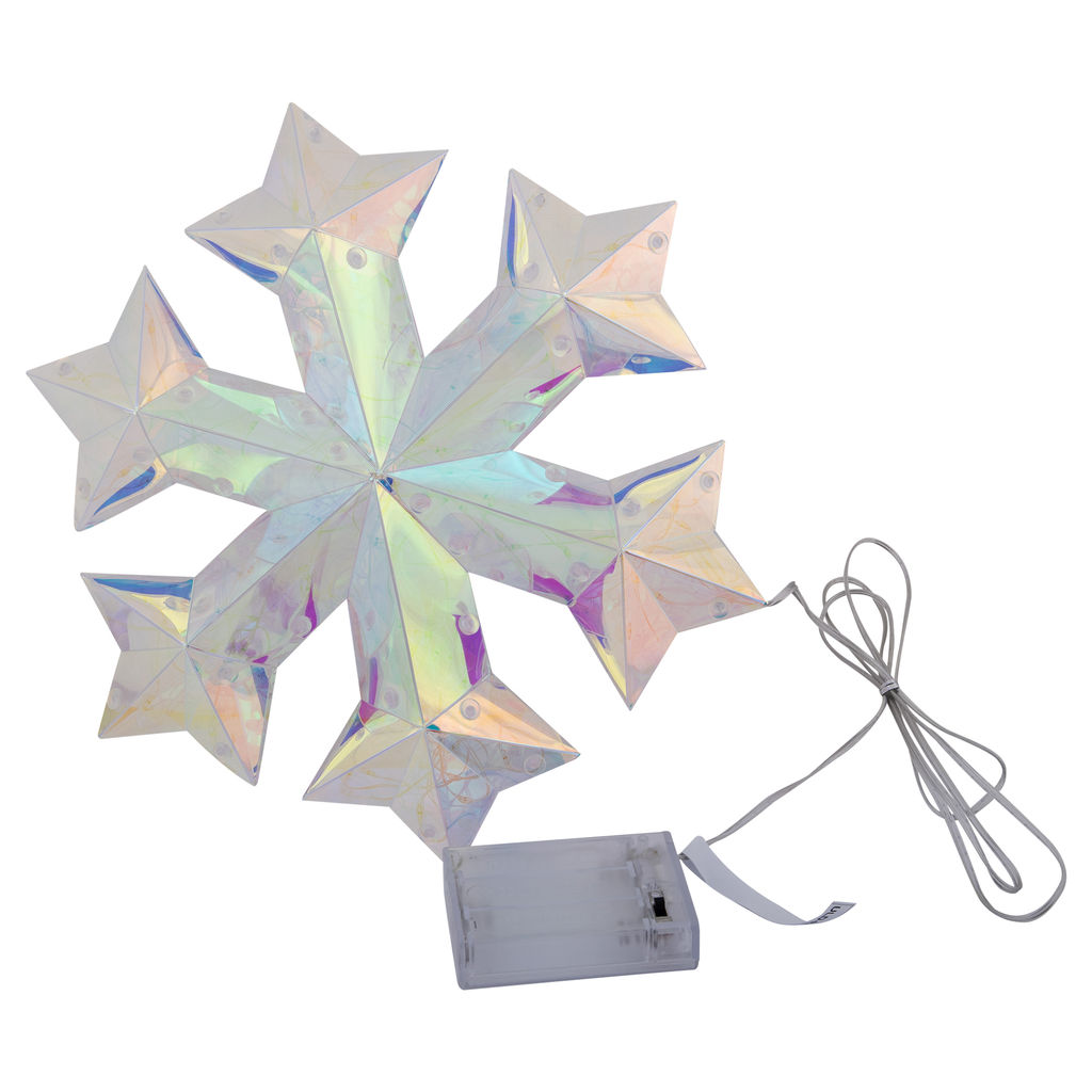 ULD-R512 3АА SNOWFLAKE Светильник декоративный Снежинка, на батарейках 3AA (не в/к). 100 светодиодов. Белый свет. Цвет корпуса радужный. TM Uniel - Volpe фото 2