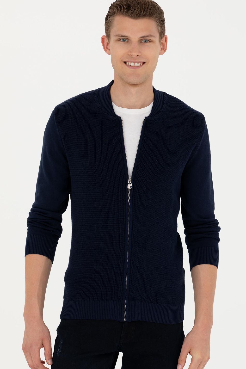 Мужской темно-синий базовый трикотажный кардиган - U.s. polo assn фото 10