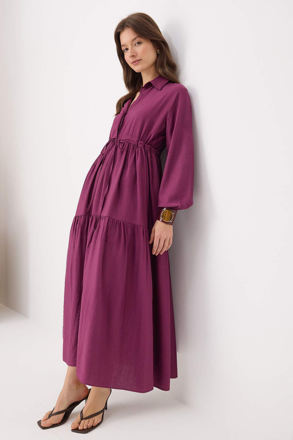 Bordo Astars?z Duz Dokuma Elbise&Tulum Vual Tesettur Elbise TCTSS26EB00187 - Trendyolmilla фото 2