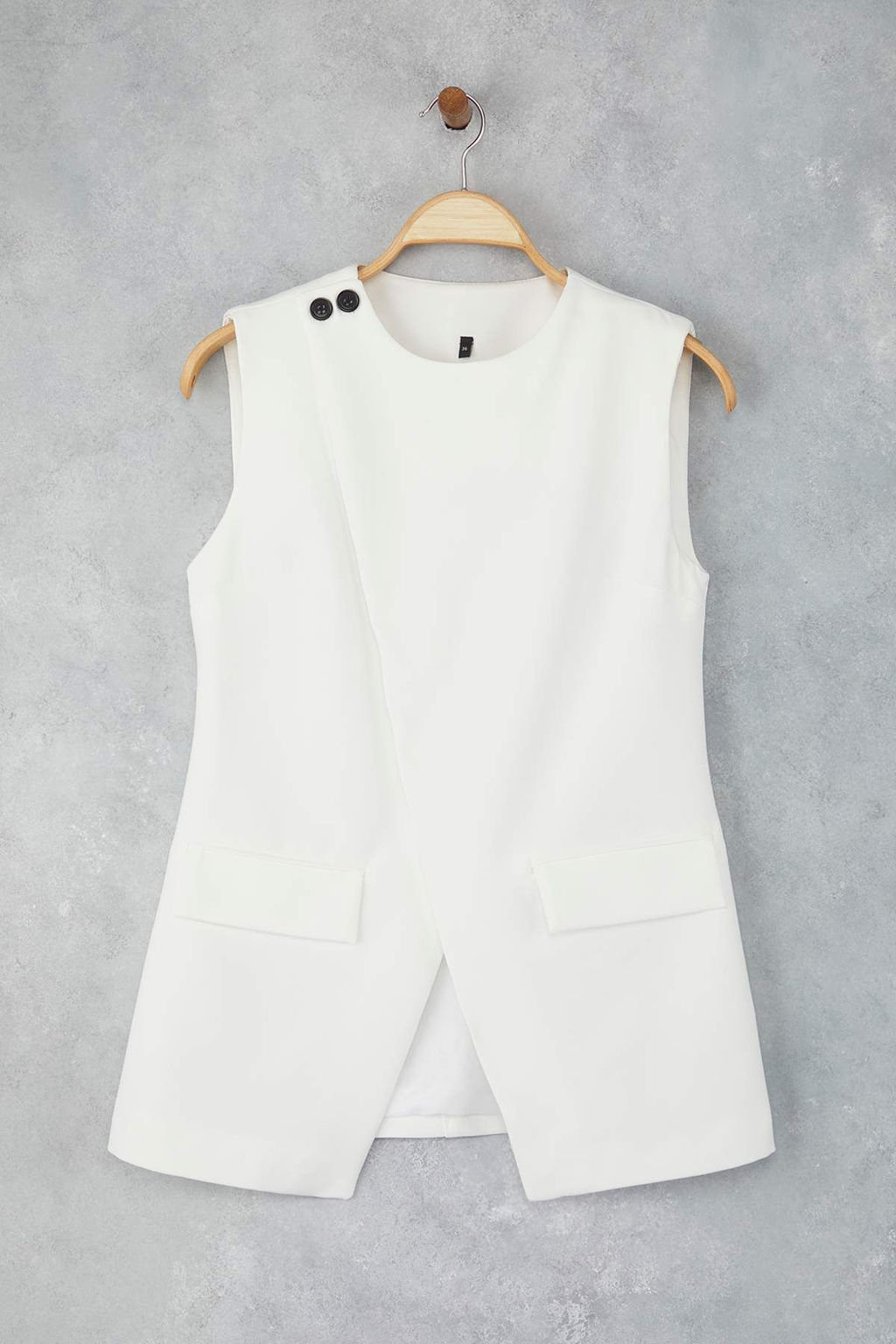 Beyaz Kruvaze Kapama Astarl? Dokuma Yelek TWOAW26YE00015 - Trendyolmilla фото 5