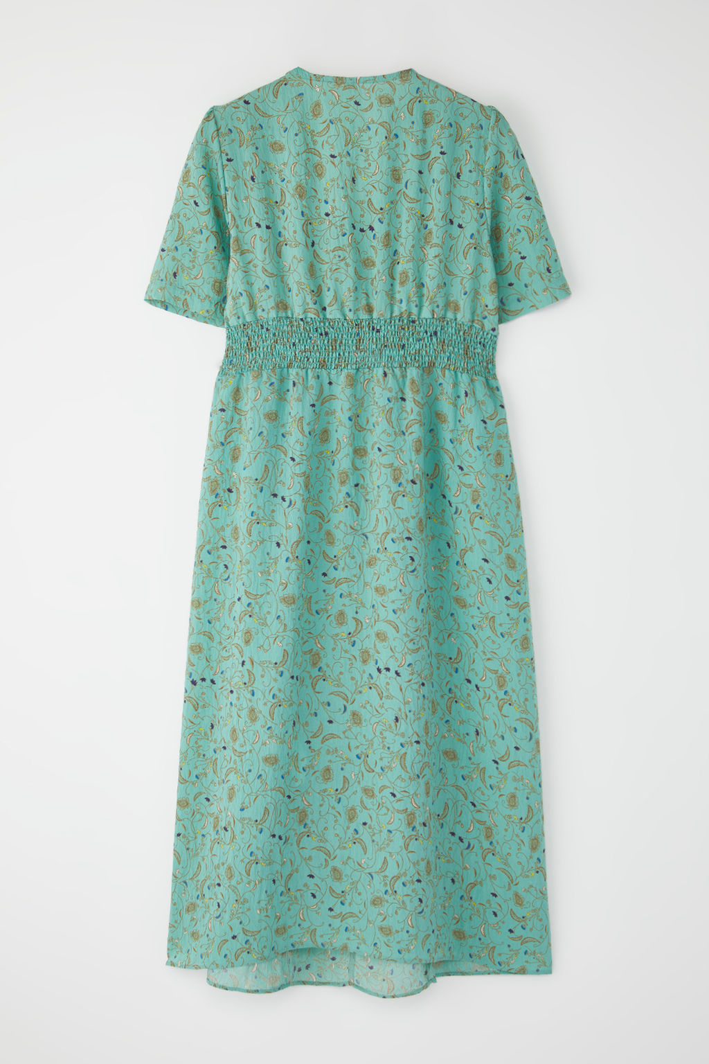 Yesil Cicekli A Kesim Gipeli Midi Dokuma Elbise TWOSS25EL00115 - Trendyolmilla фото 3