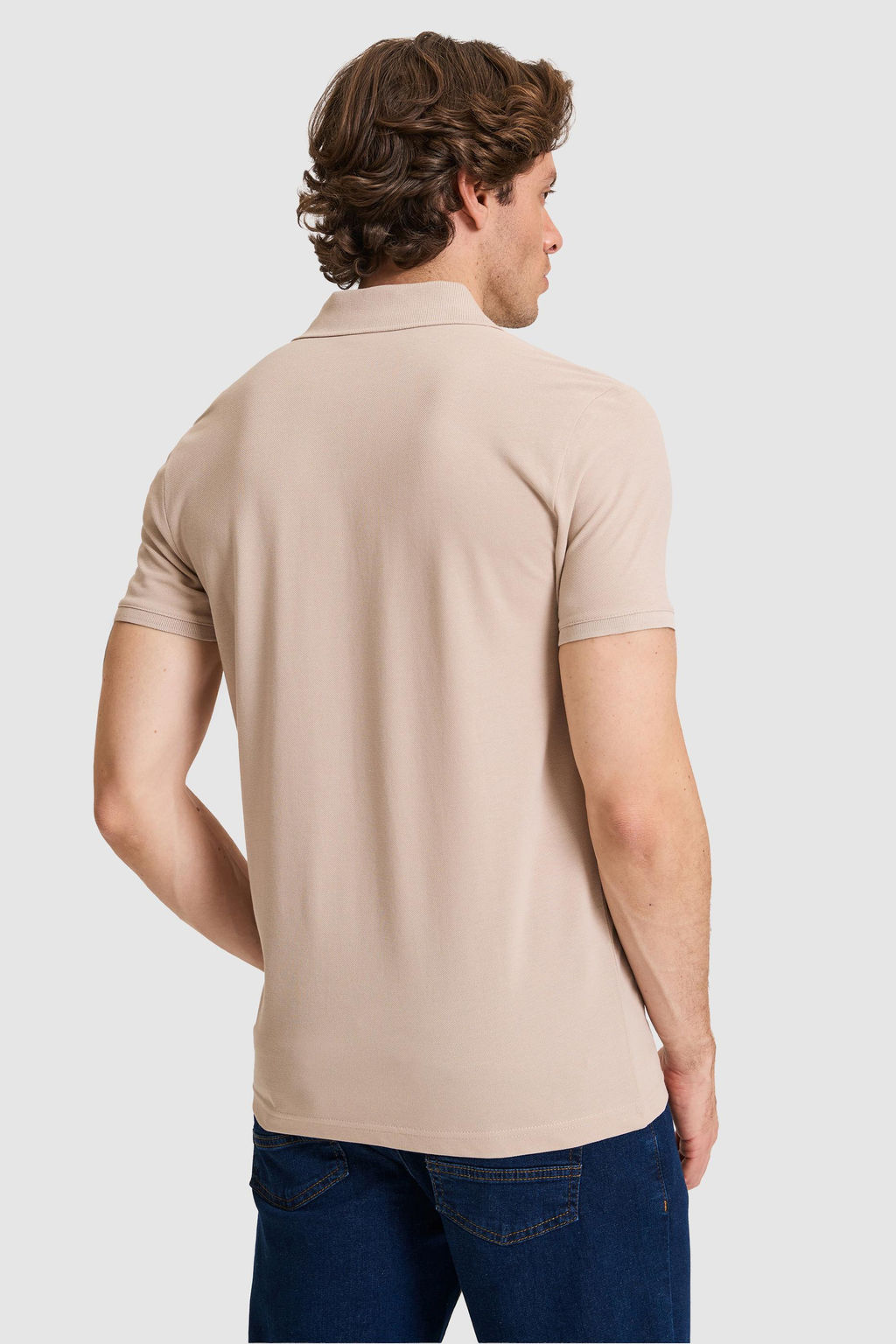 Erkek Slim Fit Polo Yaka Ta_ Basic Ti__rt