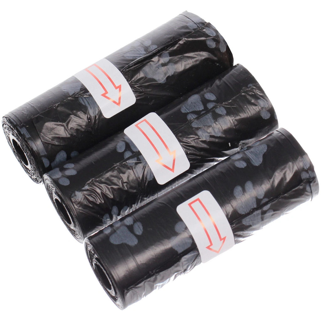 Цена за 6 шт. Пакеты для уборки за собакой в наборе 3шт, цвет черный Ultramarine (15 пакетиков одном рулончике)23,5*9*2,5см