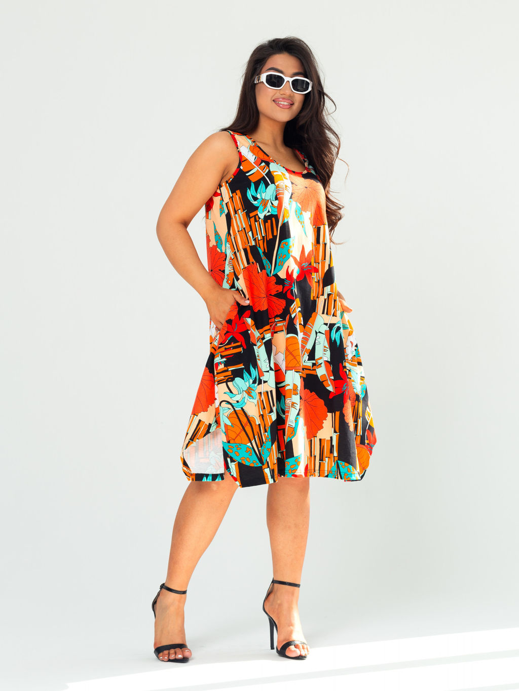 Сарафан женский кулирка "ОЛИВИЯ" ОРАНЖЕВЫЙ