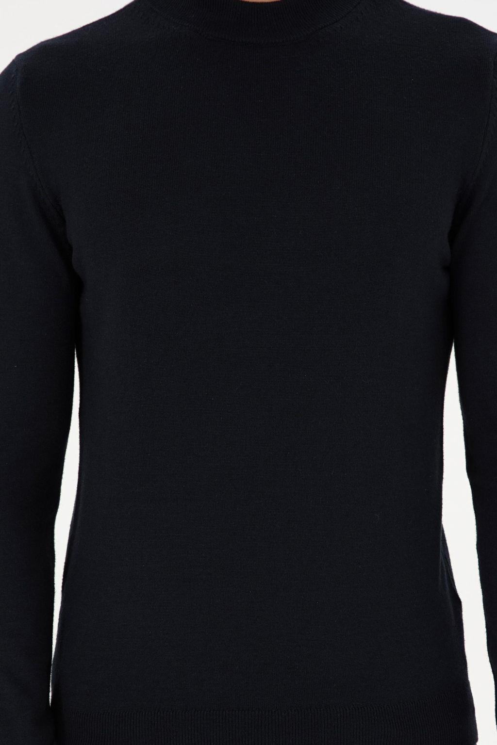 Erkek Slim Fit _eyrek Bal_k__ Yaka Lacivert Basic Triko Kazak