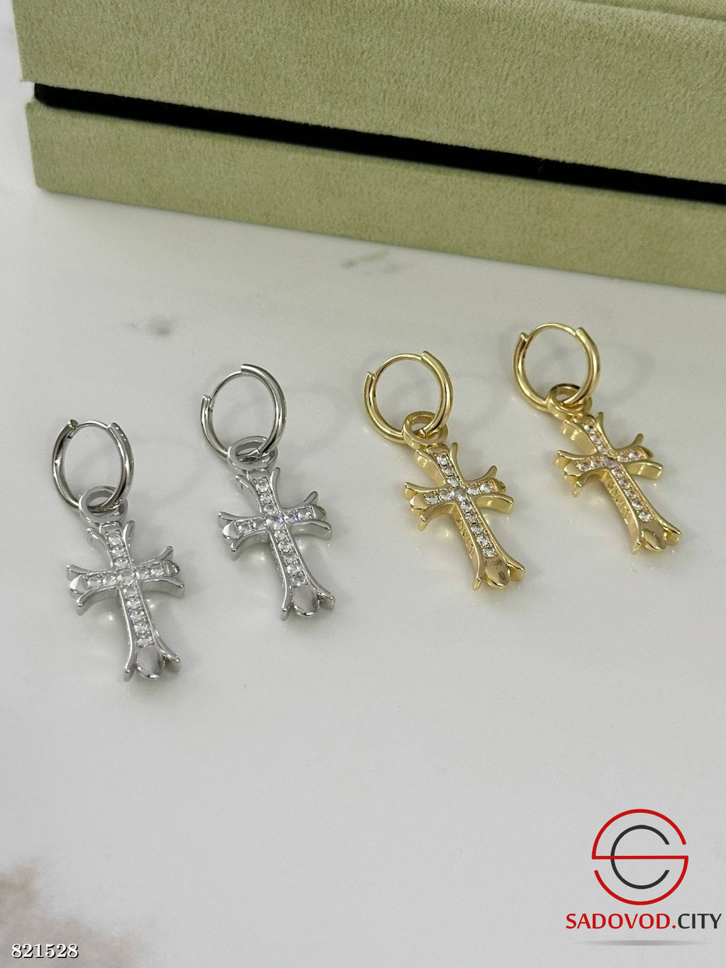 Серьги крестики из мединской стали