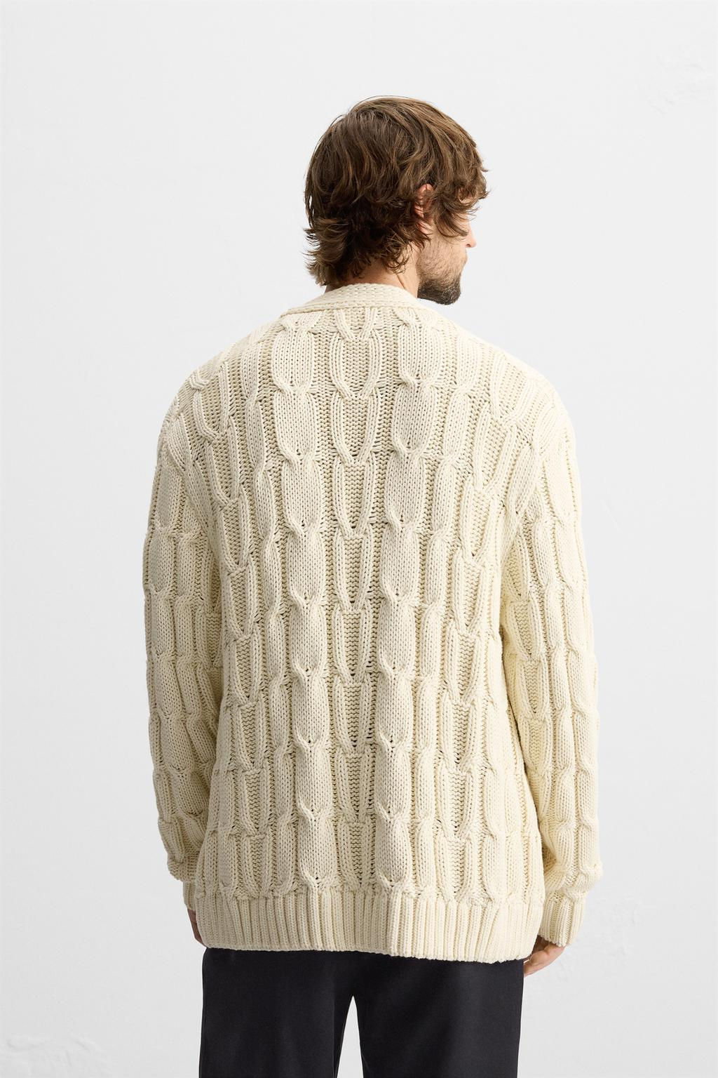 TEXTURED CABLE-KNIT CARDIGAN - Zara фото 3