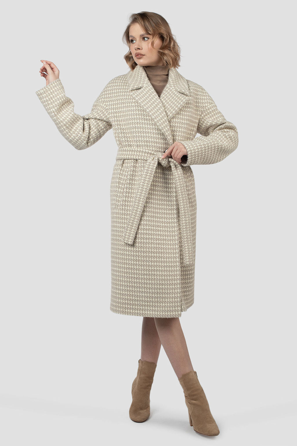 01-12120 Пальто женское демисезонное (пояс)