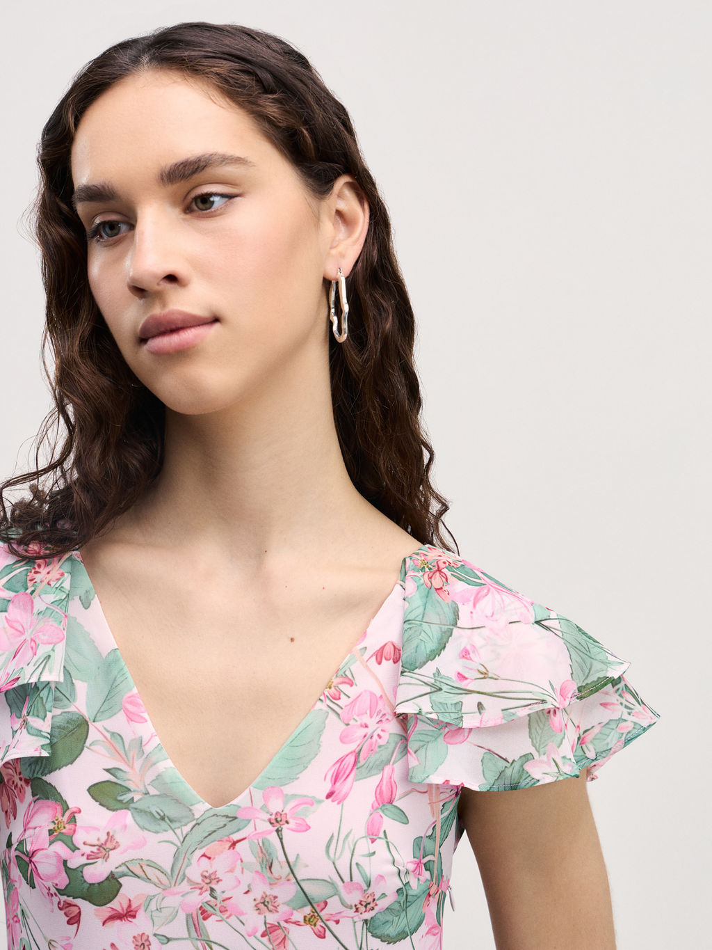 Шифоновое макси платье с цветочным принтом / Zarina  фото 6