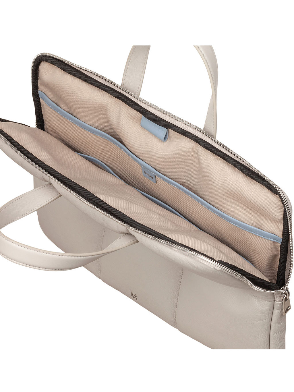 Итальянская кожаная сумка-портфель для ноутбука DuDu серии Togean | жемчужный серый