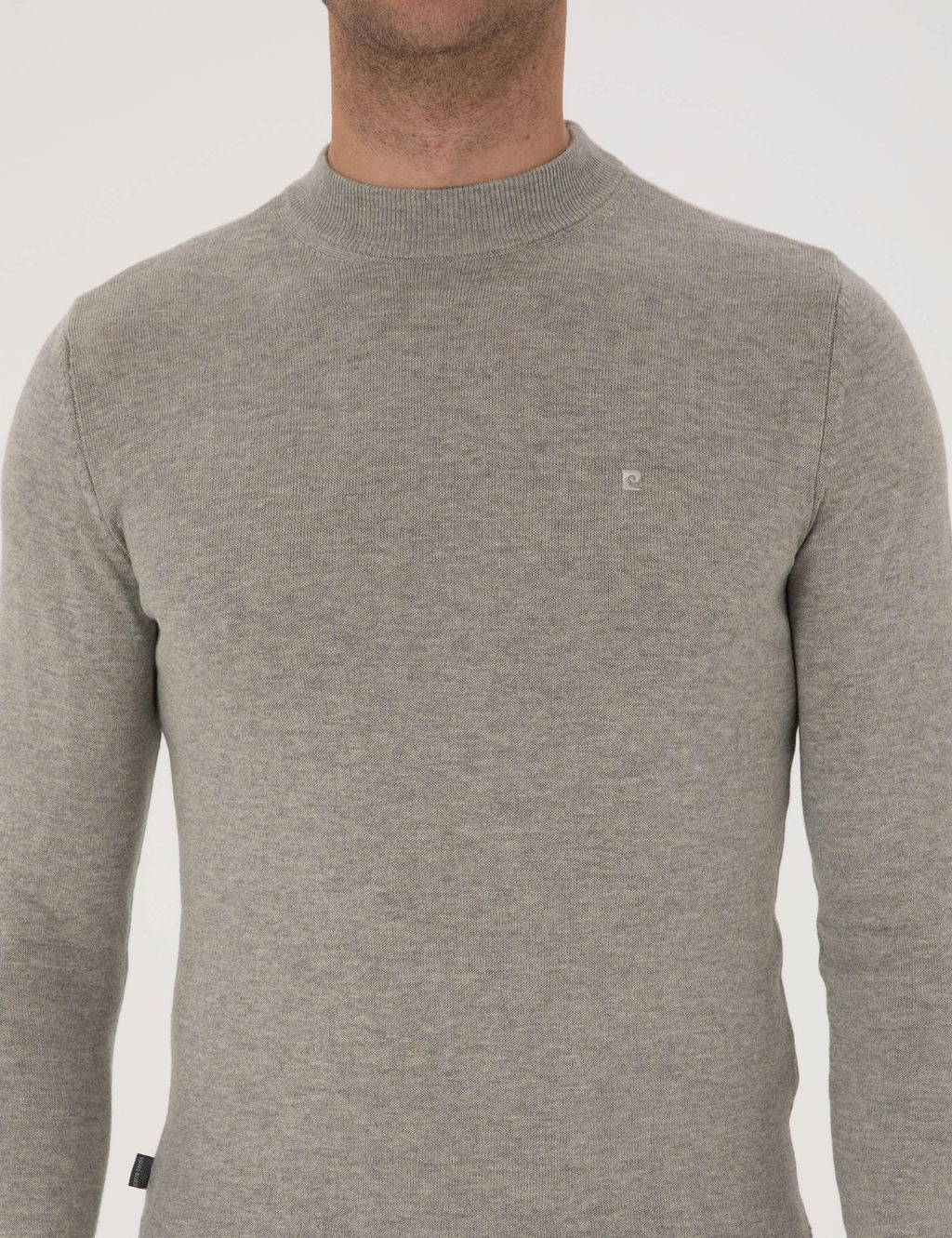 A__k Gri Melanj Slim Fit _eyrek Yaka Basic Triko Kazak