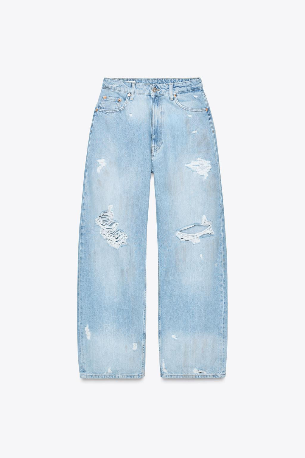 TRF RIPPED BAGGY MID-WAIST JEANS - Zara фото 7