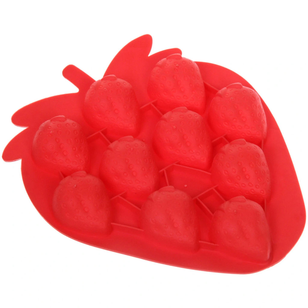 Цена за 5 шт. Форма для льда силиконовая "Клубничка" 18*16см, цвета микс