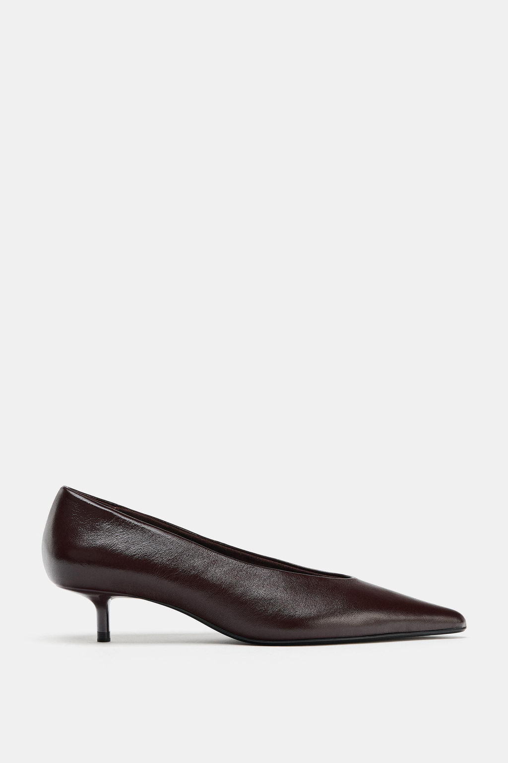 LEATHER KITTEN HEEL SHOES - Zara фото 8