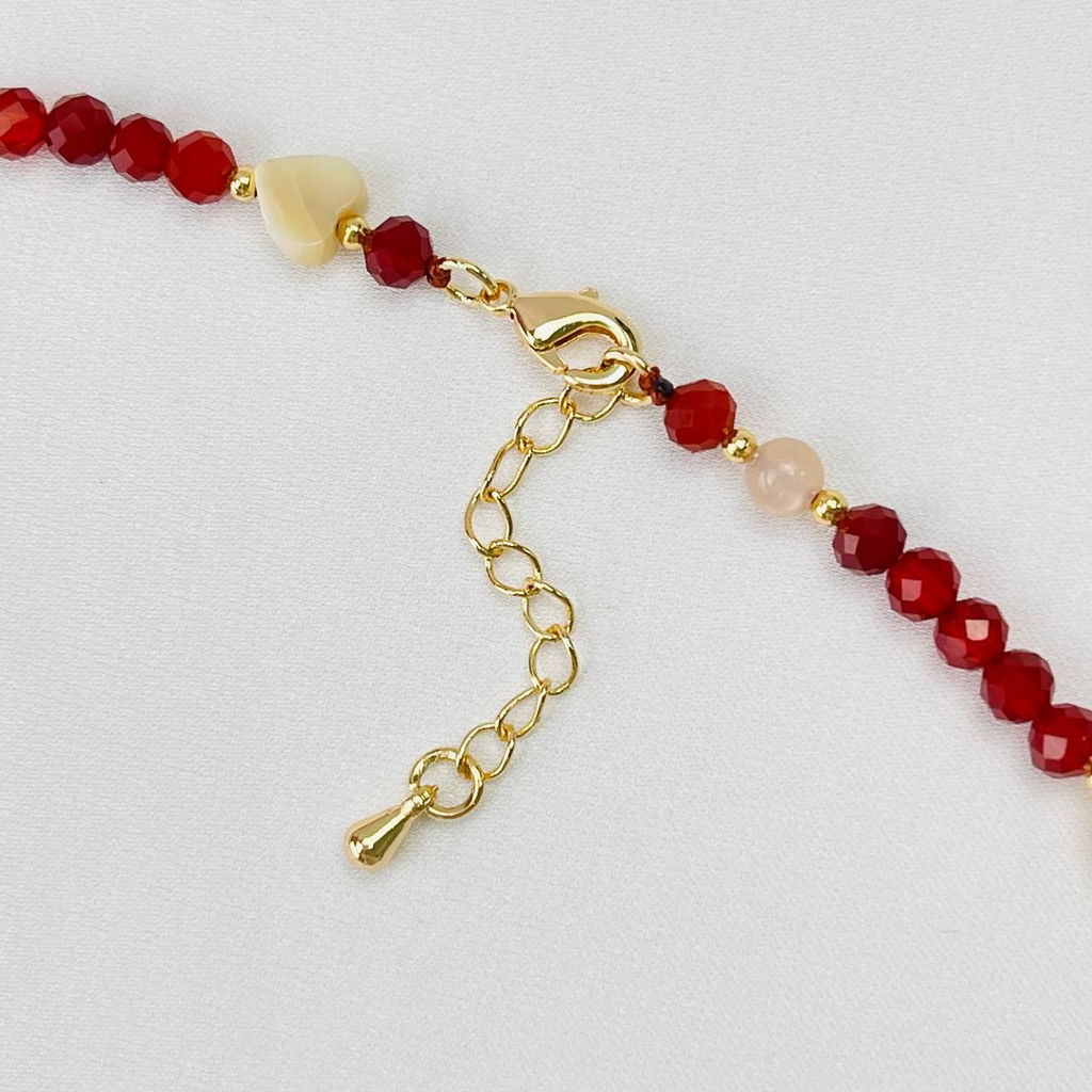 Бусы детские из Сердолика, Лунного камня и Перламутра 35 см +