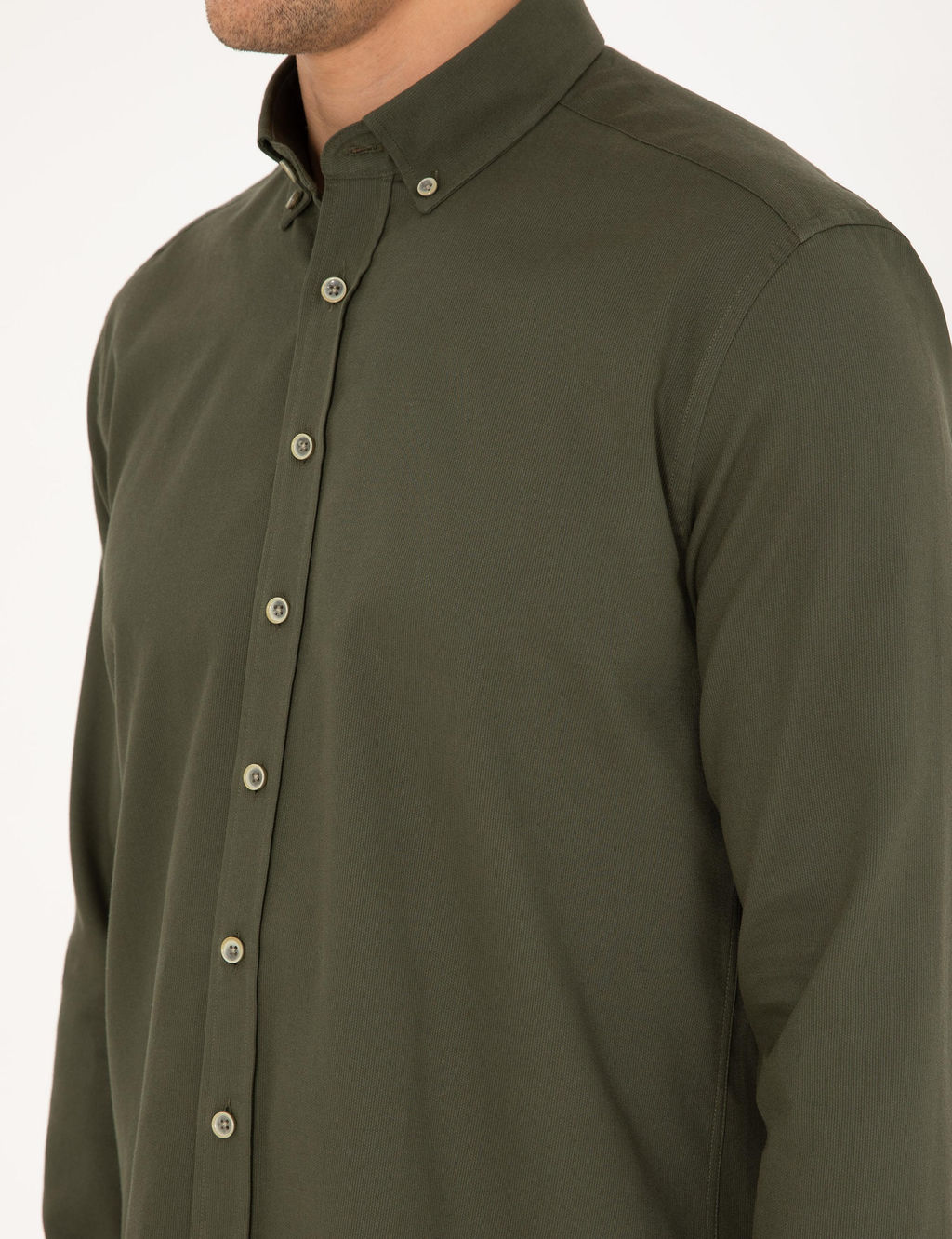 Haki Regular Fit Uzun Kollu G_mlek - Pierre cardin фото 7