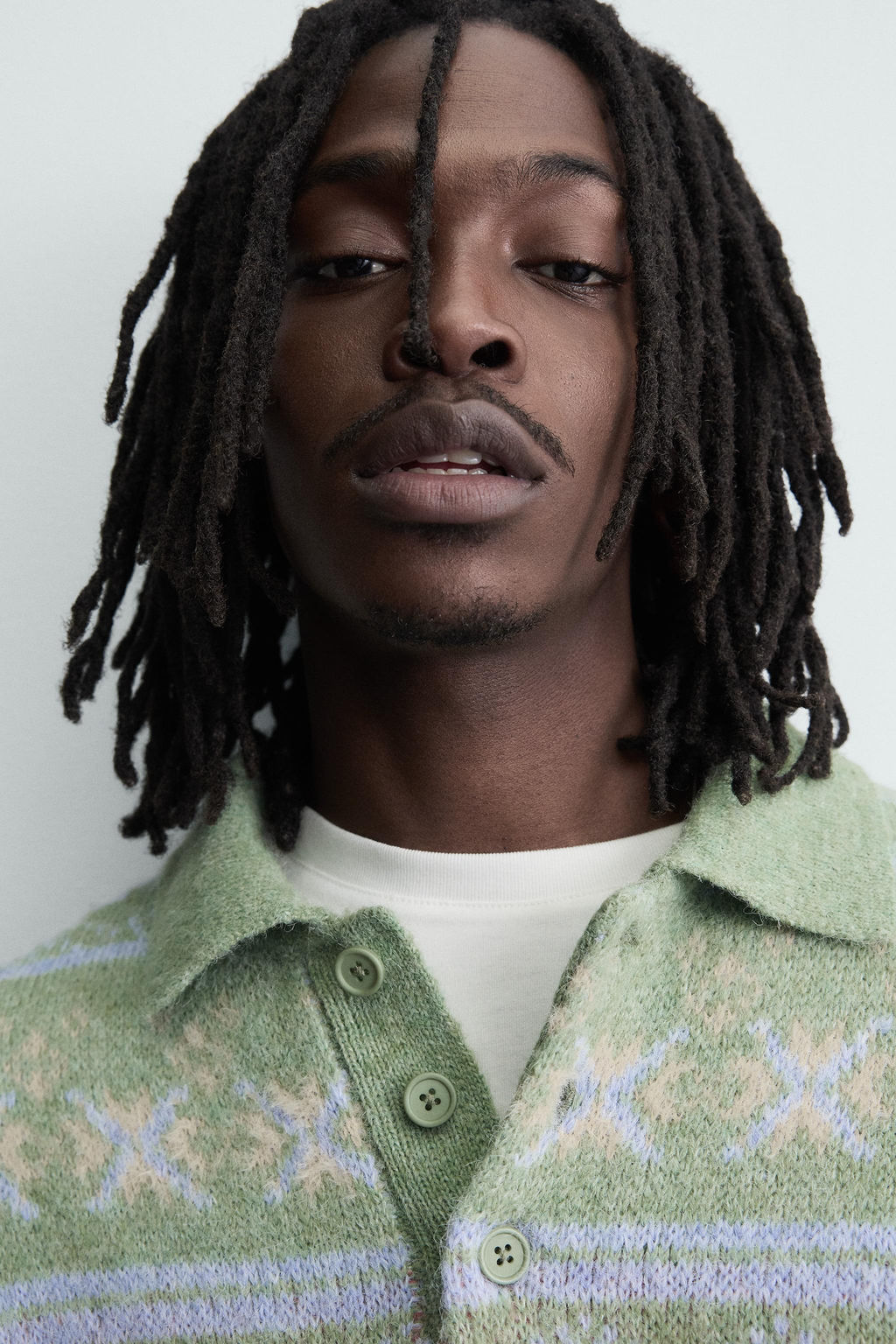 GEOMETRIC TEXTURED JACQUARD KNIT POLO SHIRT - Zara фото 5