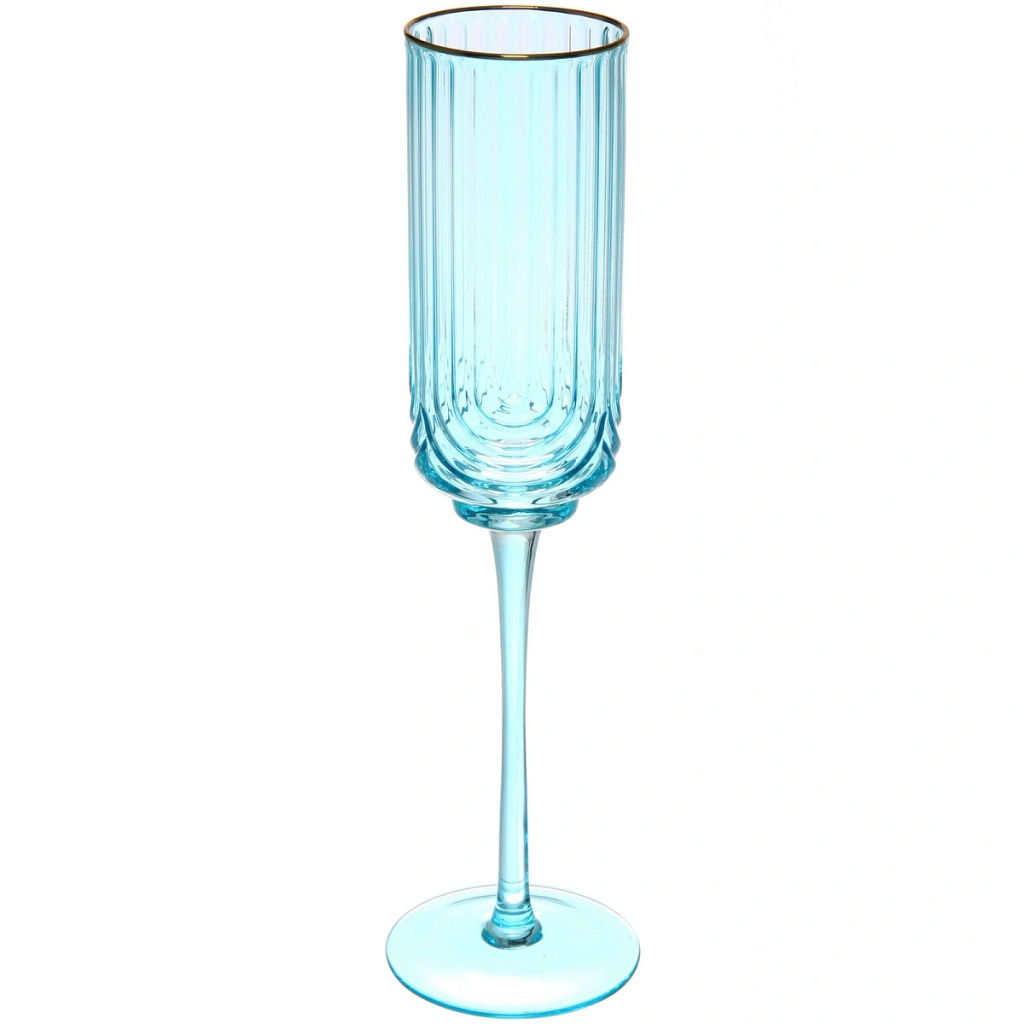 Бокал для шампанского 210мл "Enjoy Life" в наборе 6шт, цвет голубой