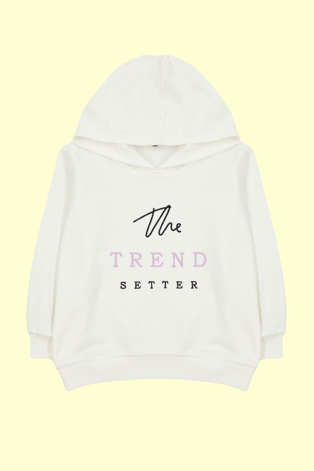 TRENDYOLMILLA Ekru K?z Cocuk Mevsimlik-Ince Slogan Desenli Kapusonlu Orme Sweatshirt TKDAW25SW00002 фото 3