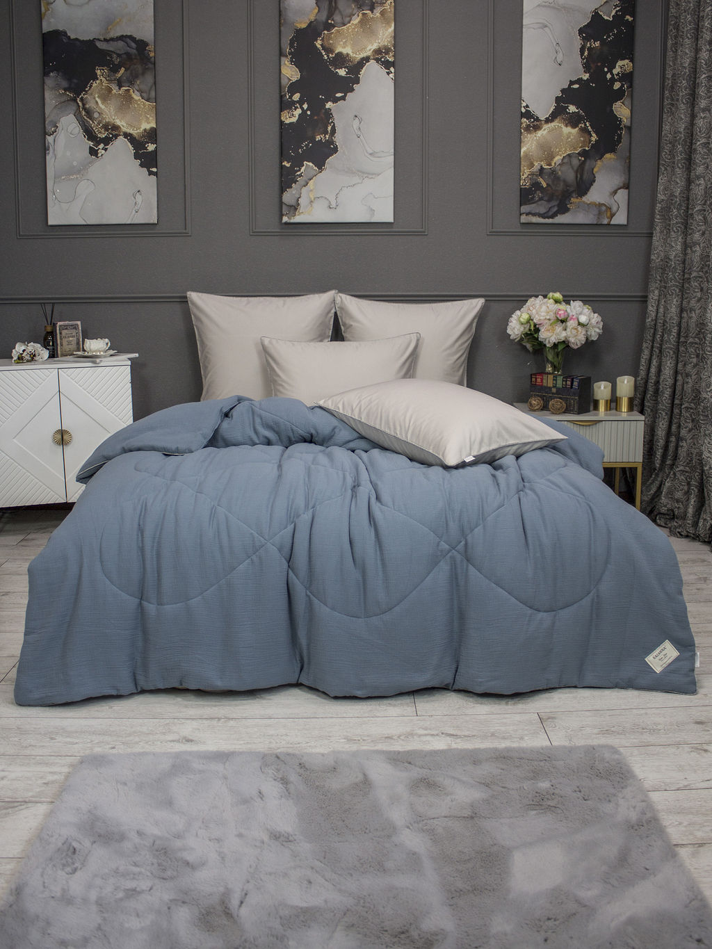 Muslin & Satin Solid color (деним бежевый) комплект