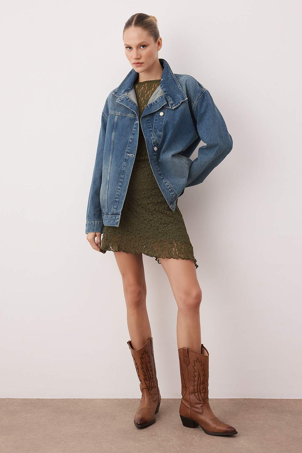 Mavi Kruvaze Kapama Dik Yaka Denim Ceket TWOAW26CE00055 - Trendyolmilla фото 2